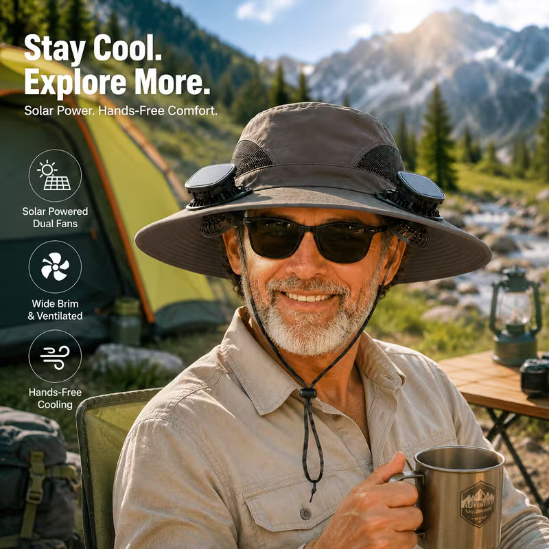 ❄️ Fresh air wherever you go, Refreshing sun hat with 2 fans