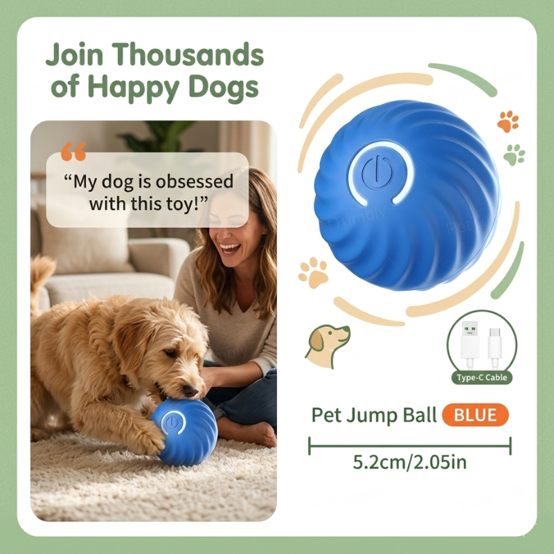 Balle Interactive Intelligente PetMotion - Jouet à Mouvement Automatique pour Chats et Chiens.