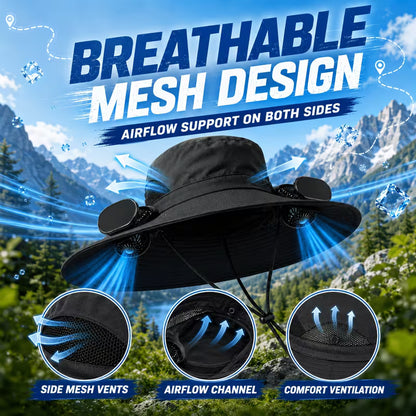 ❄️ Fresh air wherever you go, Refreshing sun hat with 2 fans