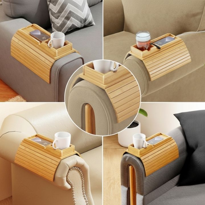 SofaZen™ – Tablette Accoudoir en Bois Naturel